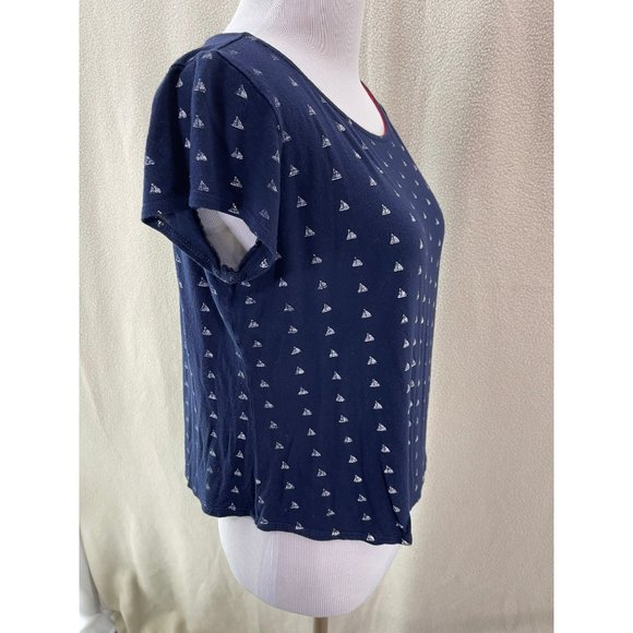 W-5 Navy Blue Nautical Sailboat Crop Top, Size Small - Picture 4 of 9